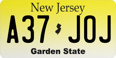 NJ license plate A37JOJ