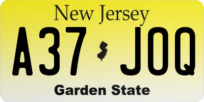 NJ license plate A37JOQ