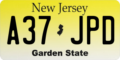 NJ license plate A37JPD