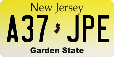 NJ license plate A37JPE