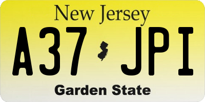 NJ license plate A37JPI