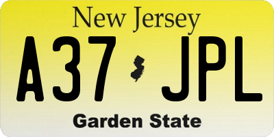 NJ license plate A37JPL