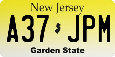 NJ license plate A37JPM