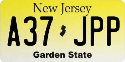 NJ license plate A37JPP