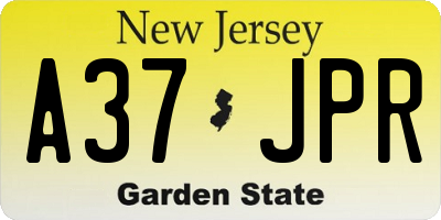 NJ license plate A37JPR
