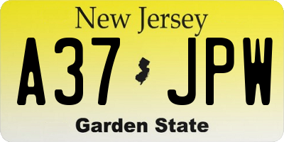 NJ license plate A37JPW
