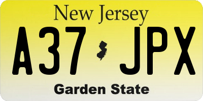 NJ license plate A37JPX