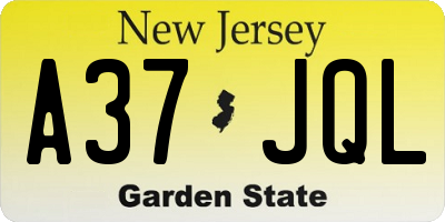NJ license plate A37JQL