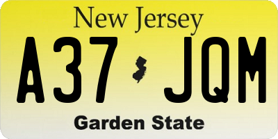 NJ license plate A37JQM