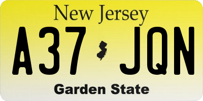 NJ license plate A37JQN