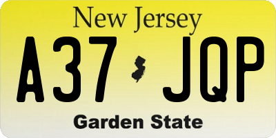 NJ license plate A37JQP