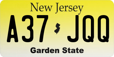 NJ license plate A37JQQ