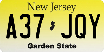 NJ license plate A37JQY