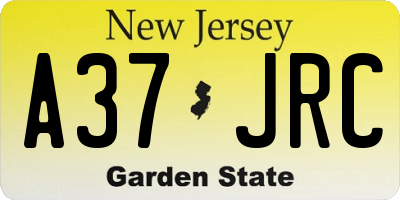 NJ license plate A37JRC