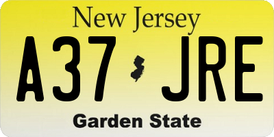 NJ license plate A37JRE