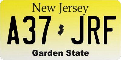 NJ license plate A37JRF