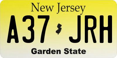 NJ license plate A37JRH