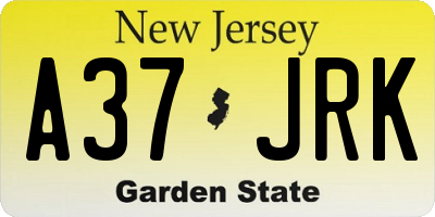 NJ license plate A37JRK