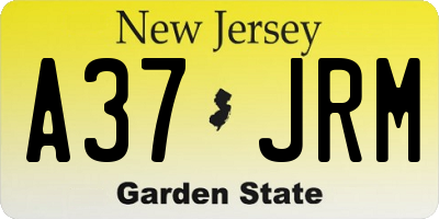 NJ license plate A37JRM