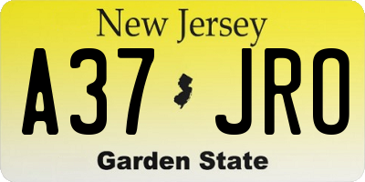 NJ license plate A37JRO