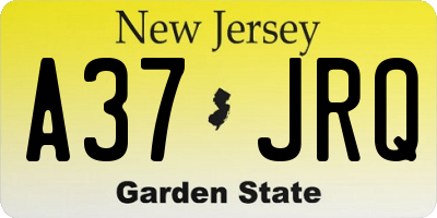 NJ license plate A37JRQ