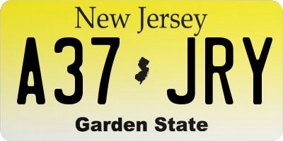 NJ license plate A37JRY