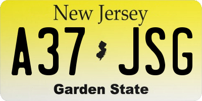 NJ license plate A37JSG