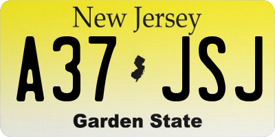 NJ license plate A37JSJ