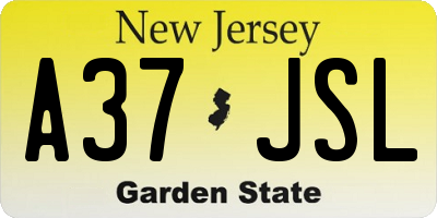 NJ license plate A37JSL