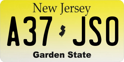 NJ license plate A37JSO