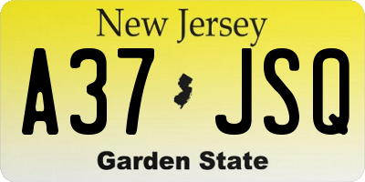 NJ license plate A37JSQ