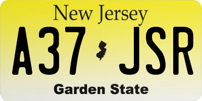 NJ license plate A37JSR