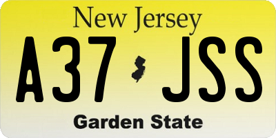 NJ license plate A37JSS
