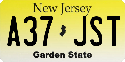 NJ license plate A37JST