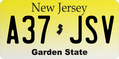 NJ license plate A37JSV