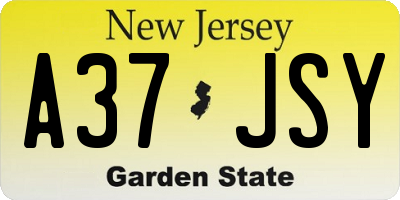 NJ license plate A37JSY