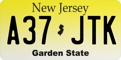 NJ license plate A37JTK