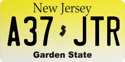 NJ license plate A37JTR