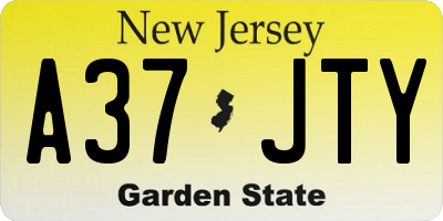 NJ license plate A37JTY
