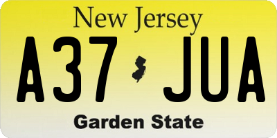 NJ license plate A37JUA