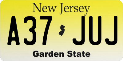 NJ license plate A37JUJ