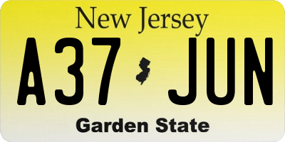 NJ license plate A37JUN