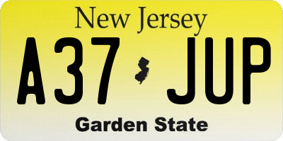 NJ license plate A37JUP