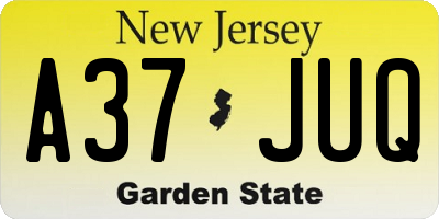 NJ license plate A37JUQ