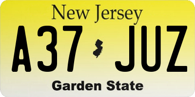 NJ license plate A37JUZ