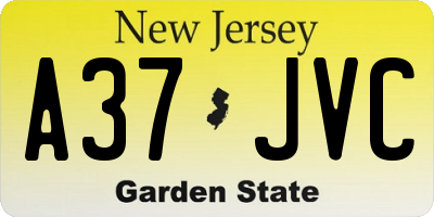 NJ license plate A37JVC