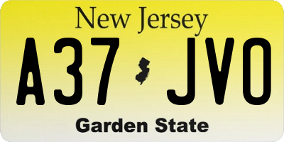 NJ license plate A37JVO