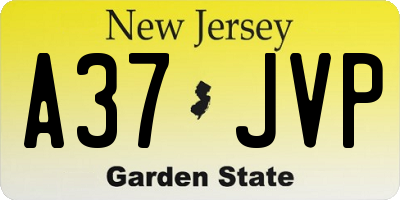 NJ license plate A37JVP