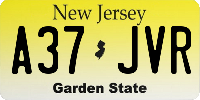 NJ license plate A37JVR