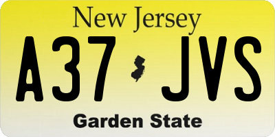 NJ license plate A37JVS